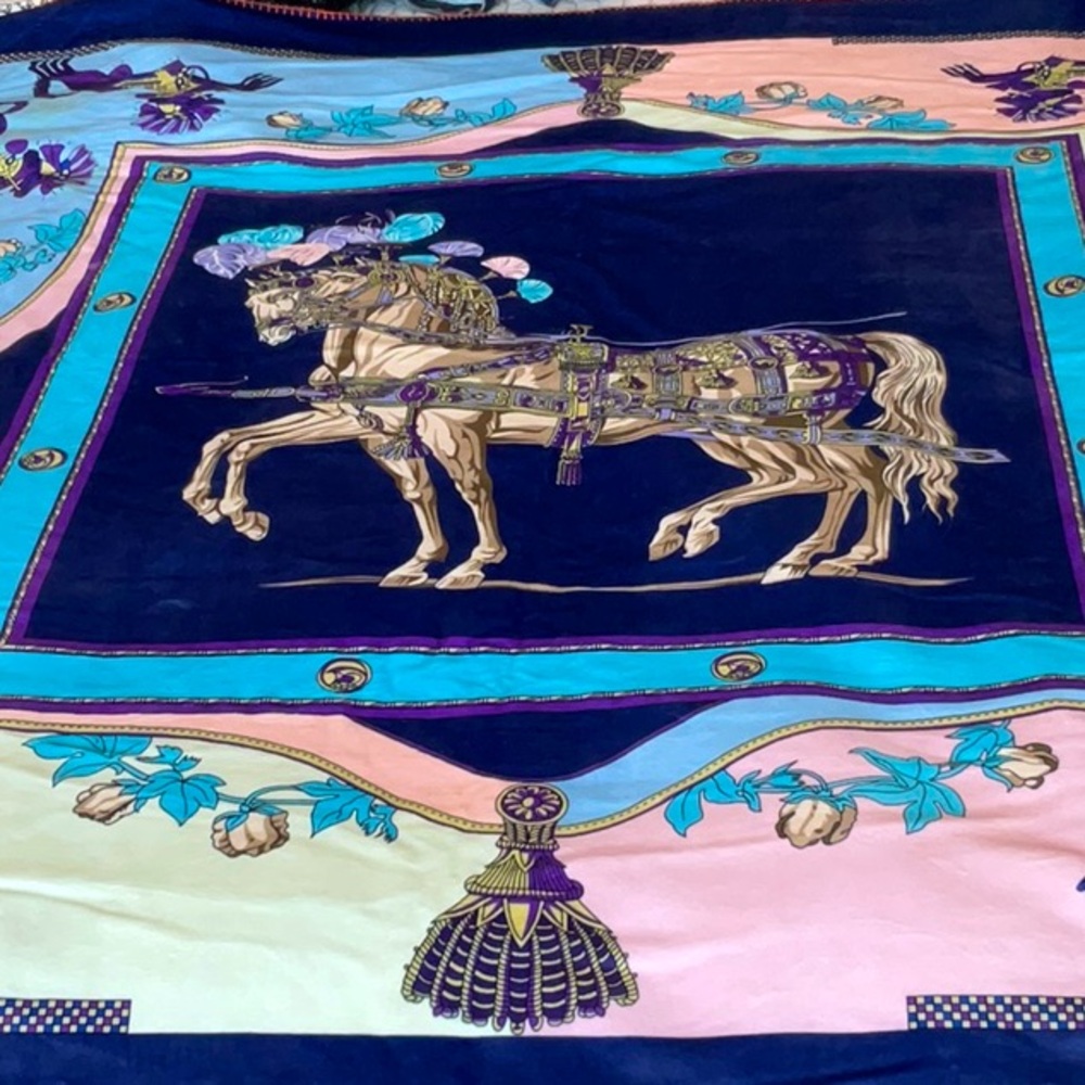 New Ornate Horse Design Velvet Blanket